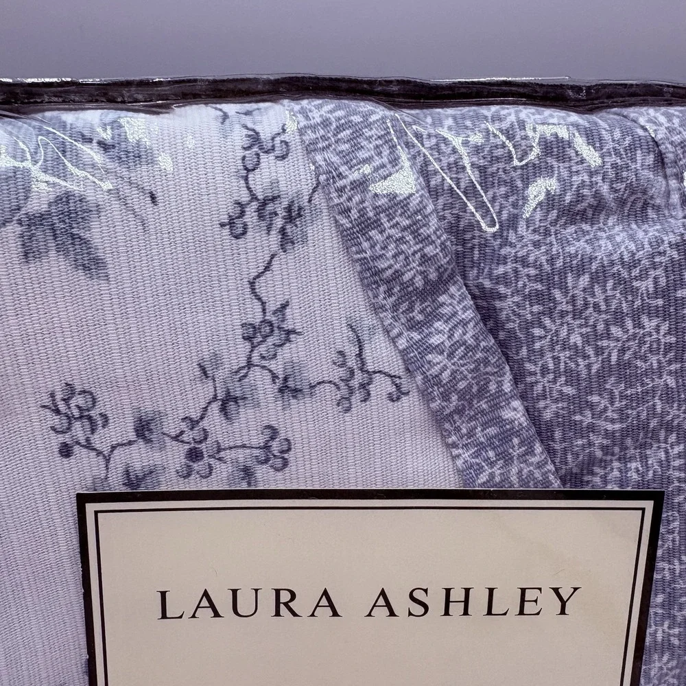 Vintage LAURA ASHLEY Sophia Fairfield Blue White Floral Valances 77x14 NEW